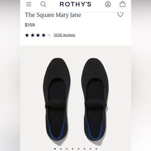 New in box - black Rothy’s square toe Mary Jane. Size 7